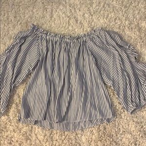 Arizona blue and white off the shoulder top